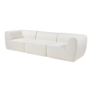 Divano Componibile a 3 Posti Divano Modulare 76x313x108 cm Serie Hurvas - Bianco Crema [en.casa]