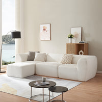 Divano Componibile a 3 Posti Chaise Longue Divano Modulare 76x313x181 cm Serie Hurvas - Bianco Crema [en.casa]