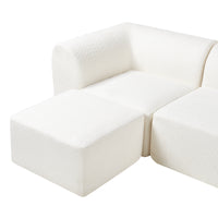 Divano Componibile a 3 Posti Chaise Longue Divano Modulare 76x313x181 cm Serie Hurvas - Bianco Crema [en.casa]