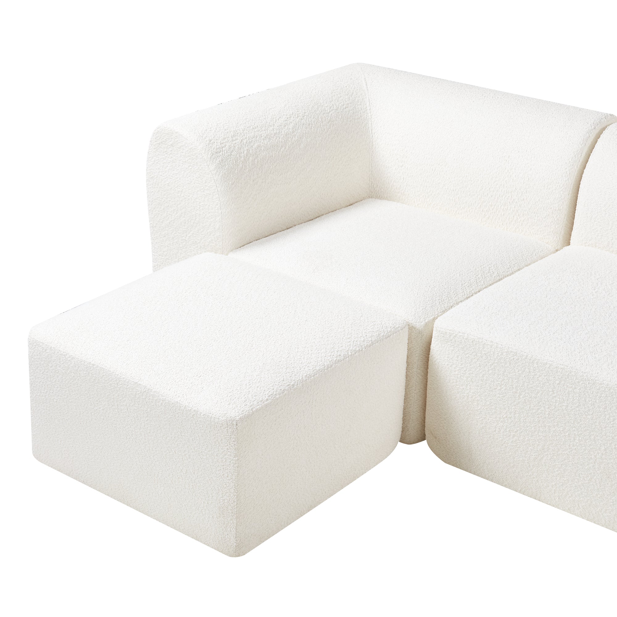 Divano Componibile a 3 Posti Chaise Longue Divano Modulare 76x313x181 cm Serie Hurvas - Bianco Crema [en.casa]