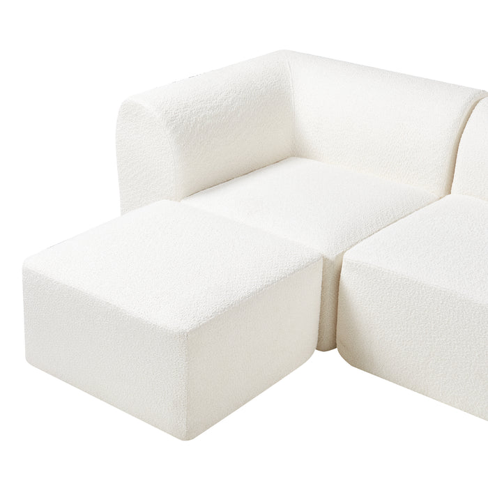 Divano Componibile a 3 Posti Chaise Longue Divano Modulare 76x313x181 cm Serie Hurvas - Bianco Crema [en.casa]