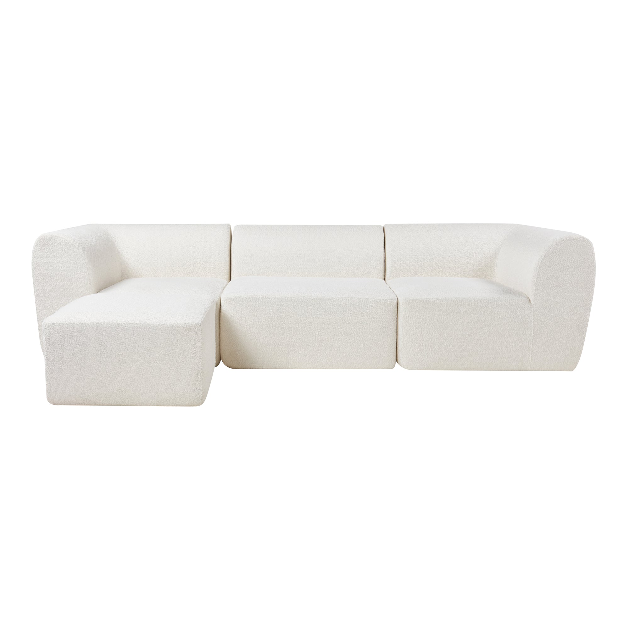 Divano Componibile a 3 Posti Chaise Longue Divano Modulare 76x313x181 cm Serie Hurvas - Bianco Crema [en.casa]
