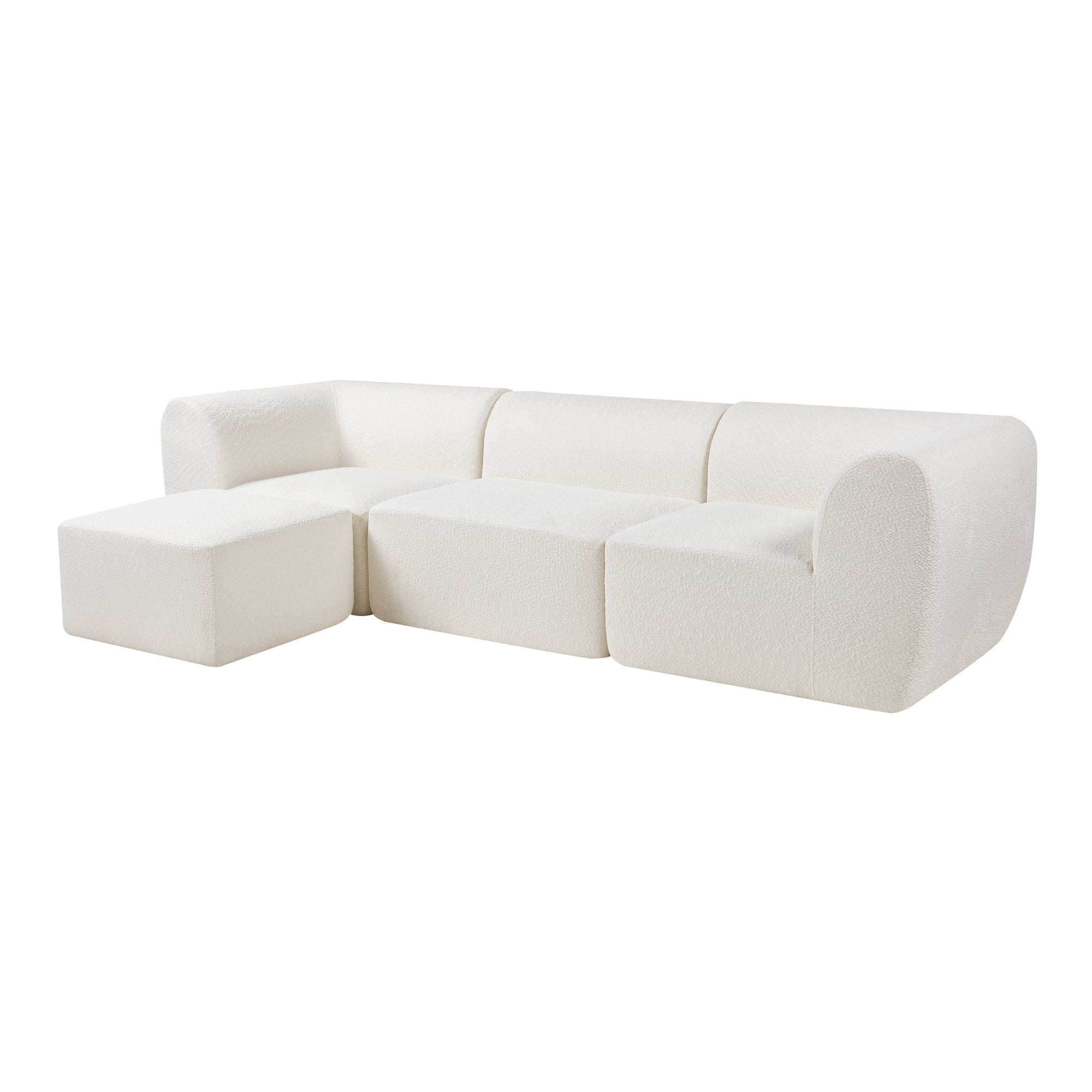 Divano Componibile a 3 Posti Chaise Longue Divano Modulare 76x313x181 cm Serie Hurvas - Bianco Crema [en.casa]