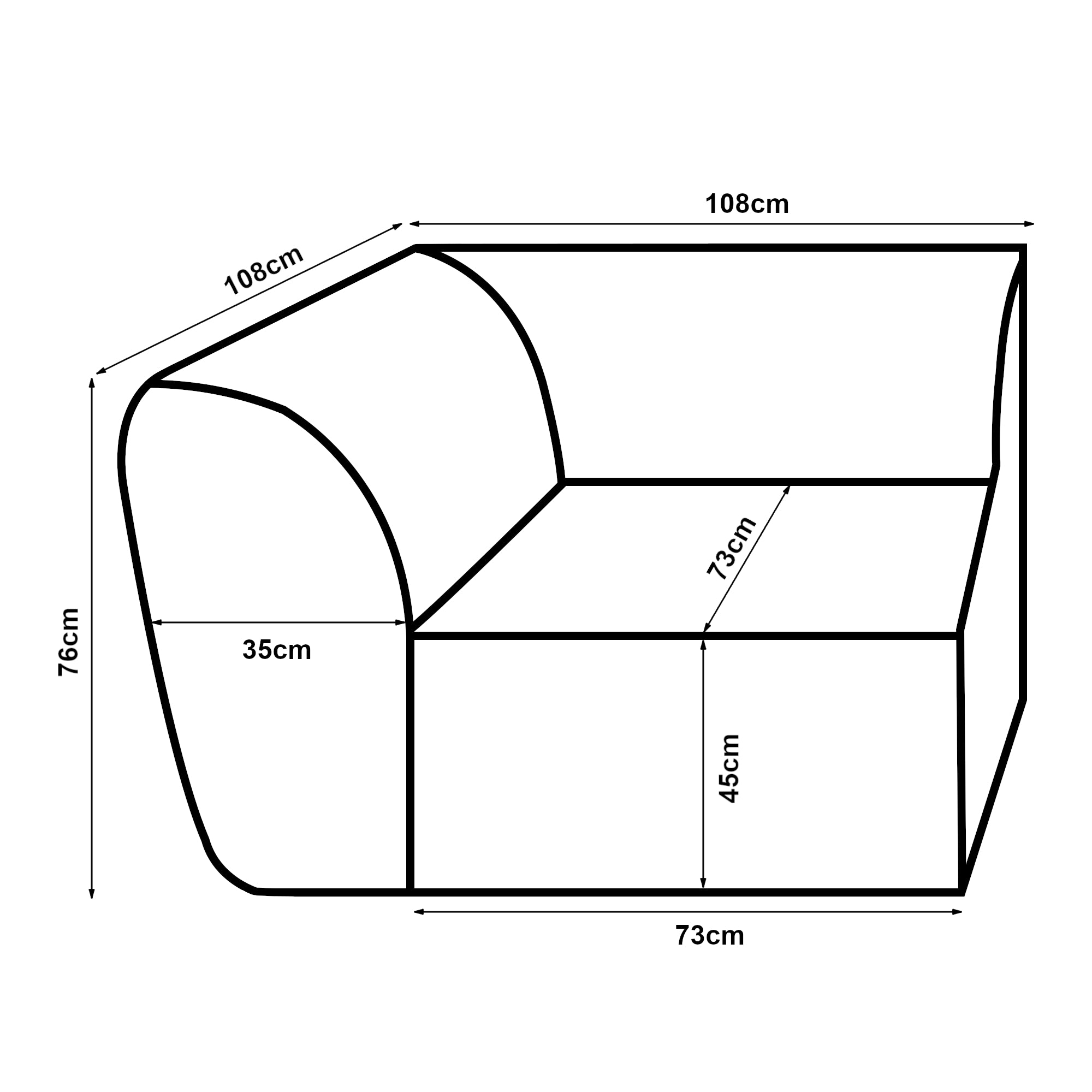 Mobile Angolare per Divano Componibile Modulare 76x108x108 cm Serie Hurvas - Bianco Crema [en.casa]