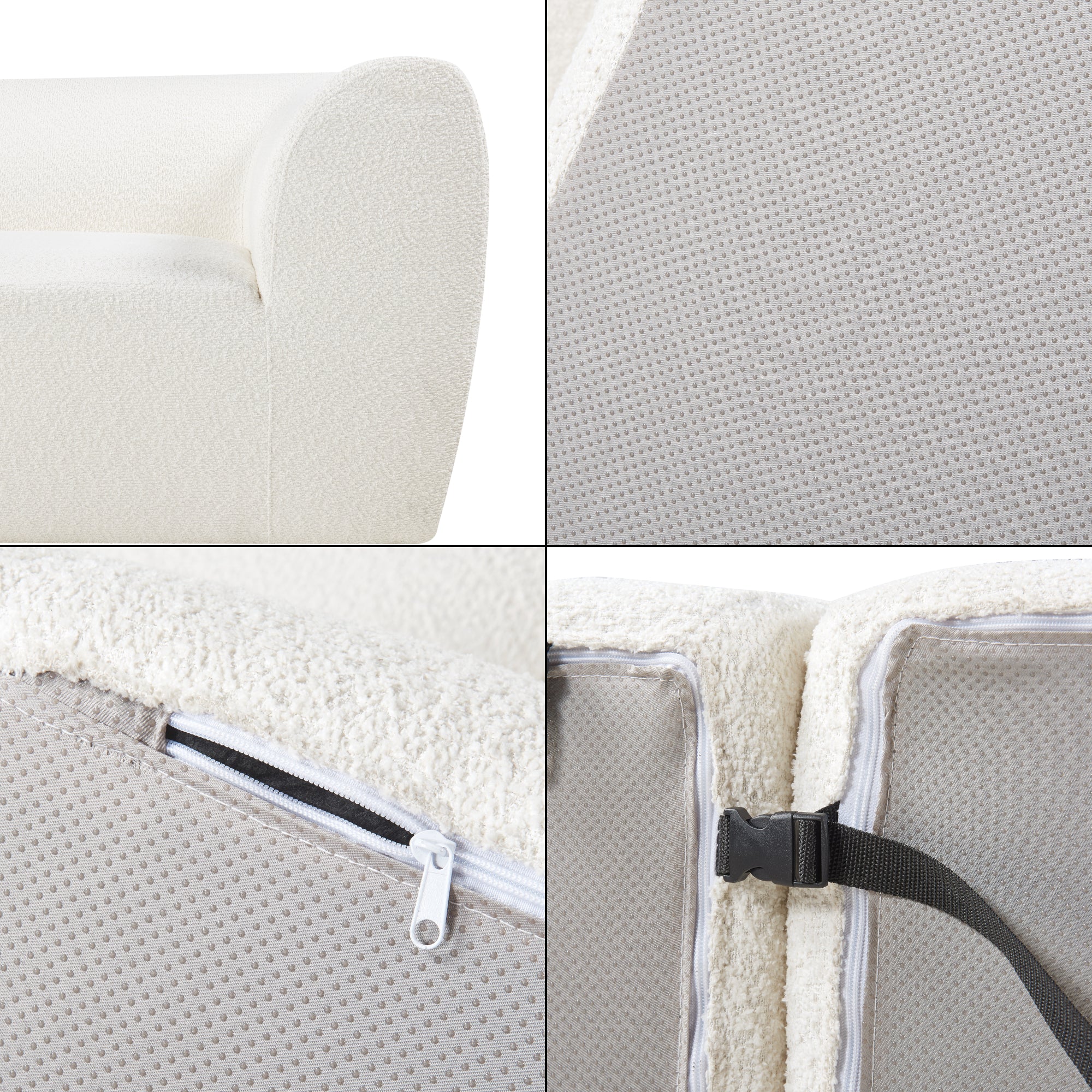 Divano Componibile a 3 Posti Divano Modulare 76x313x108 cm Serie Hurvas - Bianco Crema [en.casa]