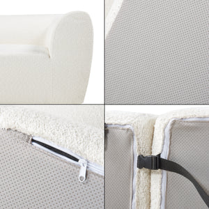 Divano Componibile a 3 Posti Chaise Longue Divano Modulare 76x313x181 cm Serie Hurvas - Bianco Crema [en.casa]