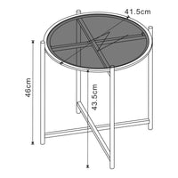 Tavolino da Divano Lier con Piano Rotondo in Vetro - Metallo Nero [en.casa]