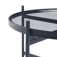 Set Lier di 2 Tavolini con Piano Rotondo in Vetro Temperato - Nero [en.casa]