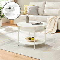 Tavolino da Caffè Kandas con Piano Rotondo Sollevabile (ØxA): 70x49 cm - Bianco [en.casa]