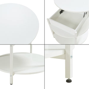 Tavolino da Caffè Kandas con Piano Rotondo Sollevabile (ØxA): 70x49 cm - Bianco [en.casa]