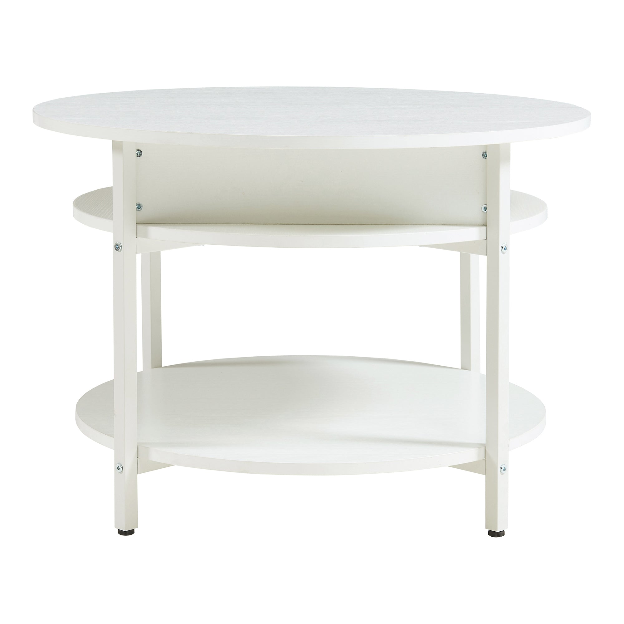 Tavolino da Caffè Kandas con Piano Rotondo Sollevabile (ØxA): 70x49 cm - Bianco [en.casa]
