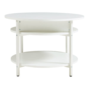Tavolino da Caffè Kandas con Piano Rotondo Sollevabile (ØxA): 70x49 cm - Bianco [en.casa]
