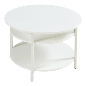 Tavolino da Caffè Kandas con Piano Rotondo Sollevabile (ØxA): 70x49 cm - Bianco [en.casa]