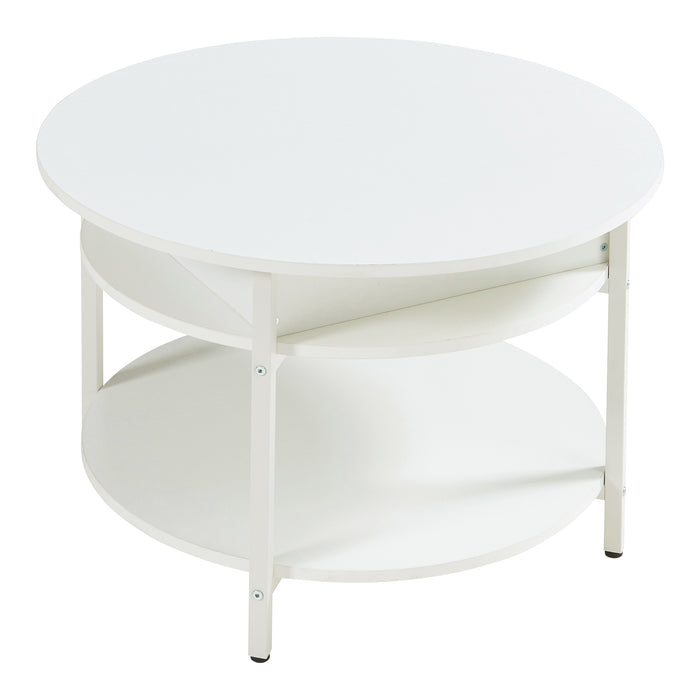 Tavolino da Caffè Kandas con Piano Rotondo Sollevabile (ØxA): 70x49 cm - Bianco [en.casa]