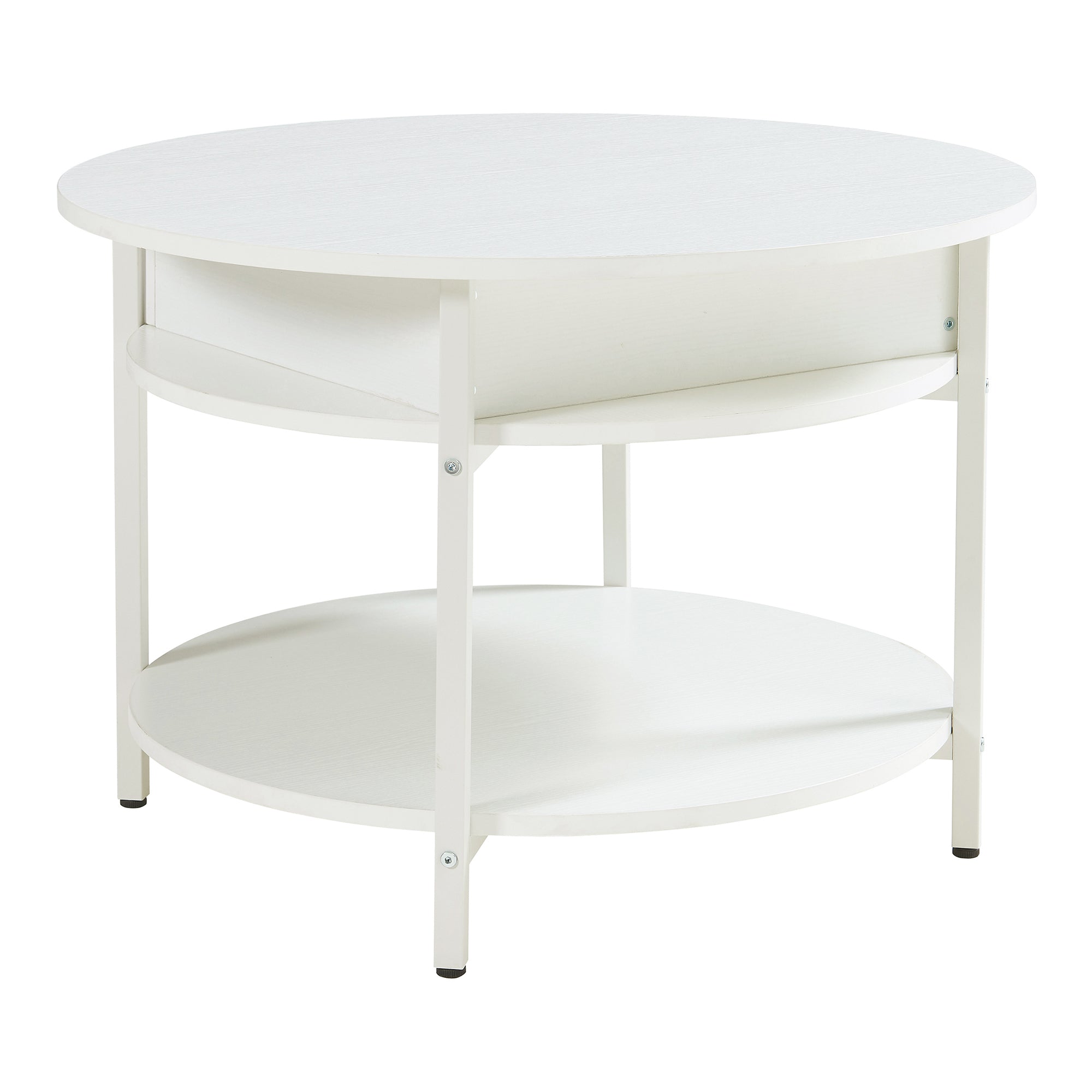 Tavolino da Caffè Kandas con Piano Rotondo Sollevabile (ØxA): 70x49 cm - Bianco [en.casa]