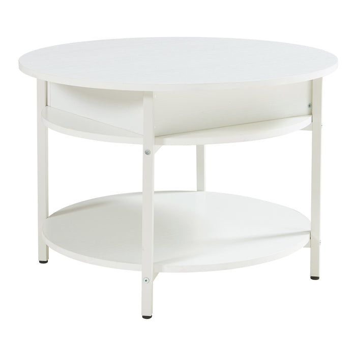 Tavolino da Caffè Kandas con Piano Rotondo Sollevabile (ØxA): 70x49 cm - Bianco [en.casa]