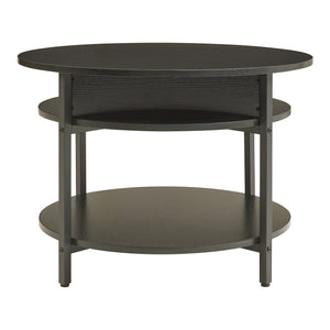 Tavolino da Caffè Kandas con Piano Rotondo Sollevabile (ØxA): 70x49 cm - Nero [en.casa]