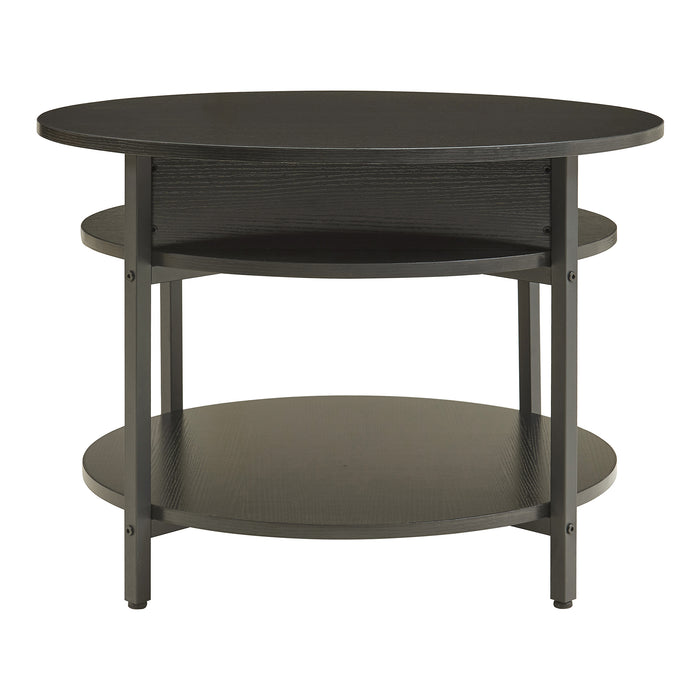 Tavolino da Caffè Kandas con Piano Rotondo Sollevabile (ØxA): 70x49 cm - Nero [en.casa]