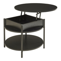 Tavolino da Caffè Kandas con Piano Rotondo Sollevabile (ØxA): 70x49 cm - Nero [en.casa]