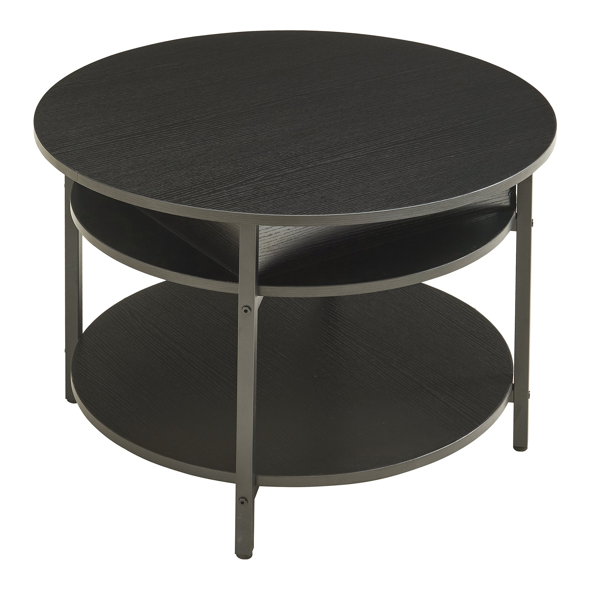 Tavolino da Caffè Kandas con Piano Rotondo Sollevabile (ØxA): 70x49 cm - Nero [en.casa]