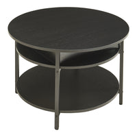 Tavolino da Caffè Kandas con Piano Rotondo Sollevabile (ØxA): 70x49 cm - Nero [en.casa]