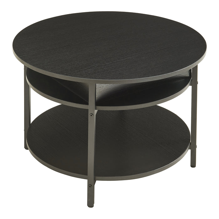 Tavolino da Caffè Kandas con Piano Rotondo Sollevabile (ØxA): 70x49 cm - Nero [en.casa]