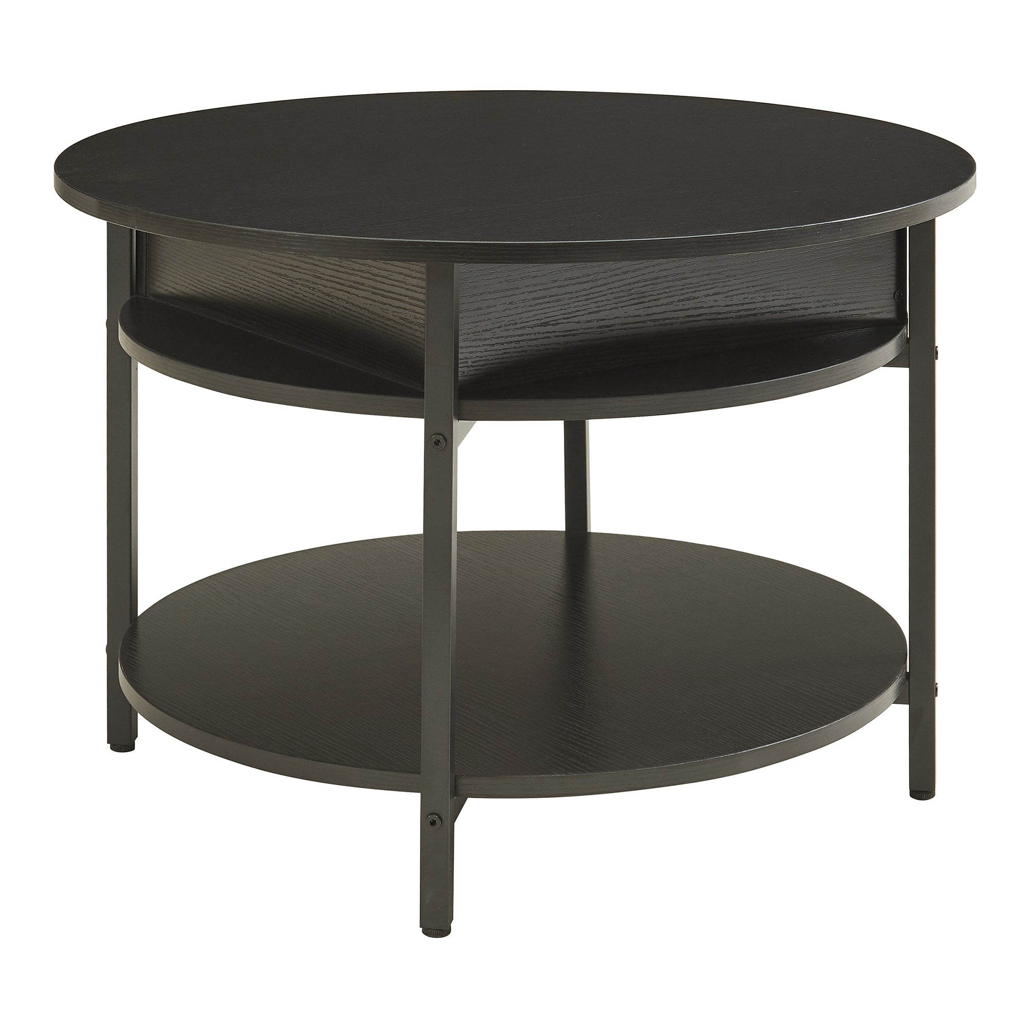 Tavolino da Caffè Kandas con Piano Rotondo Sollevabile (ØxA): 70x49 cm - Nero [en.casa]