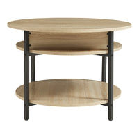 Tavolino da Caffè Kandas con Piano Rotondo Sollevabile (ØxA): 70x49 cm - Effetto Rovere [en.casa]