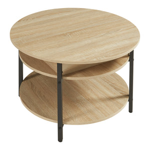 Tavolino da Caffè Kandas con Piano Rotondo Sollevabile (ØxA): 70x49 cm - Effetto Rovere [en.casa]