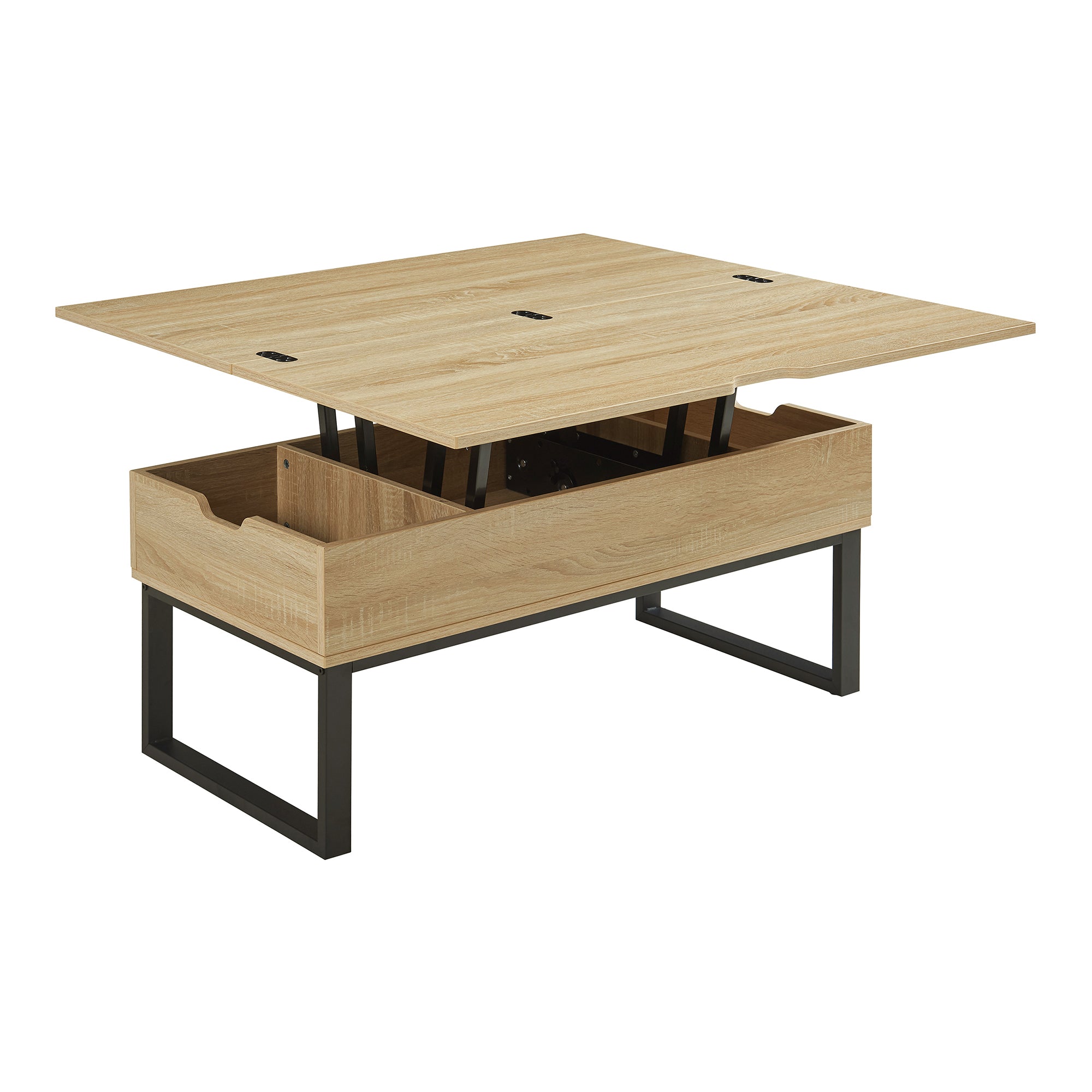 Tavolino da Caffè Rauli con Piano Sollevabile a Apribile - Effetto Rovere [en.casa]