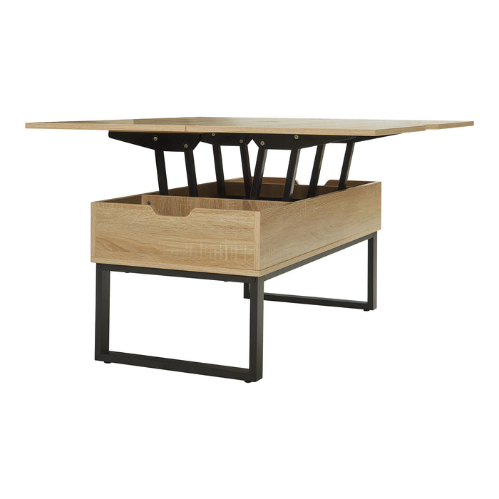 Tavolino da Caffè Rauli con Piano Sollevabile a Apribile - Effetto Rovere [en.casa]