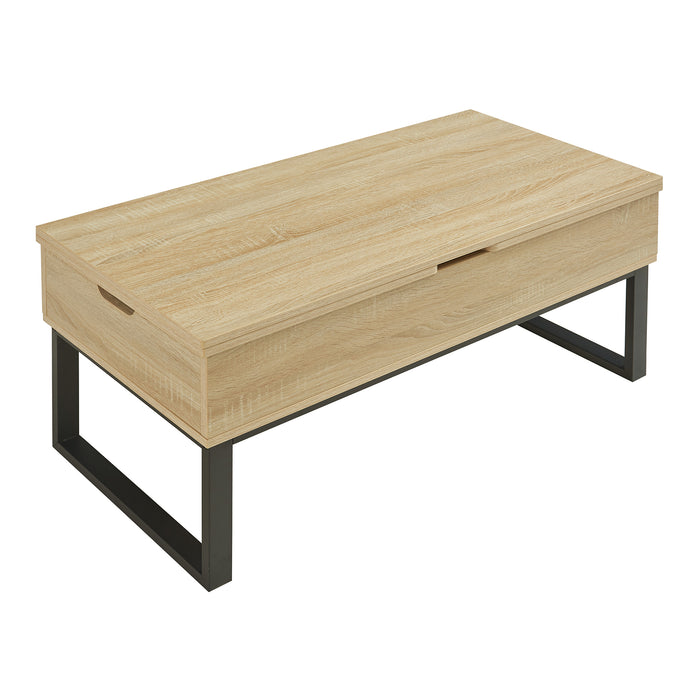 Tavolino da Caffè Rauli con Piano Sollevabile a Apribile - Effetto Rovere [en.casa]