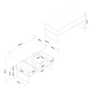 Tavolino da Caffè Rauli con Piano Sollevabile a Apribile - Effetto Marmo Bianco [en.casa]