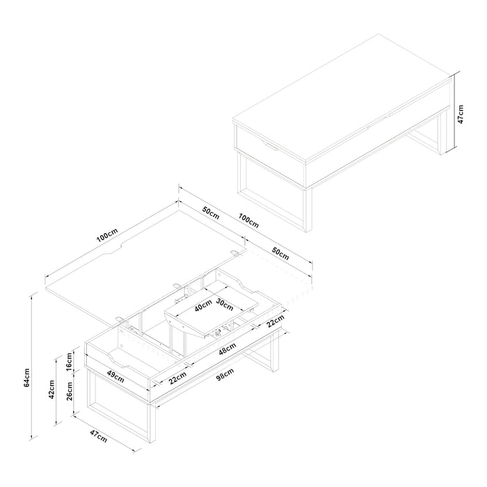 Tavolino da Caffè Rauli con Piano Sollevabile a Apribile - Effetto Marmo Bianco [en.casa]