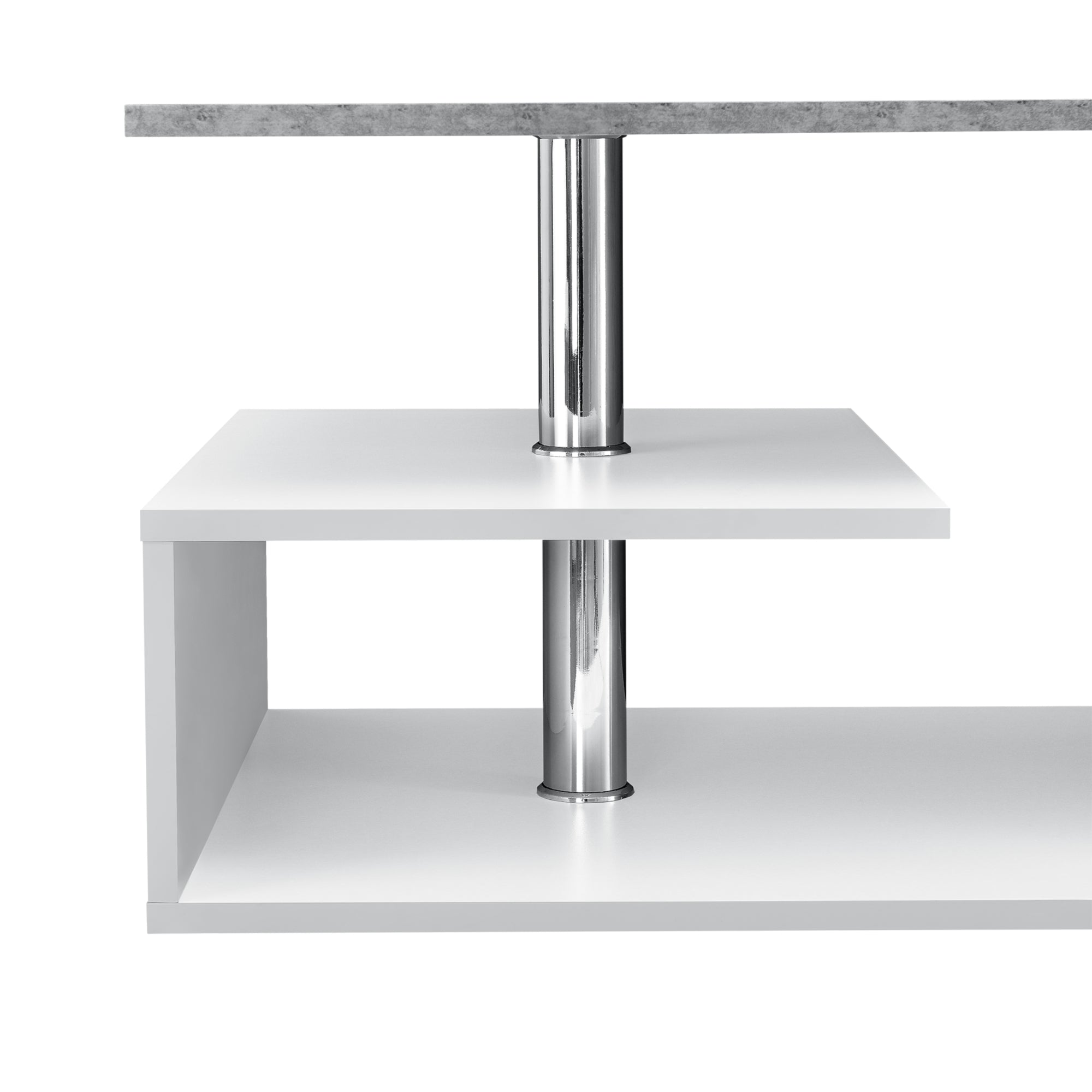 Tavolino da Salotto Haarlem con 3 Piani 90 x 50 x 41 cm - Effetto Cemento / Bianco [en.casa]