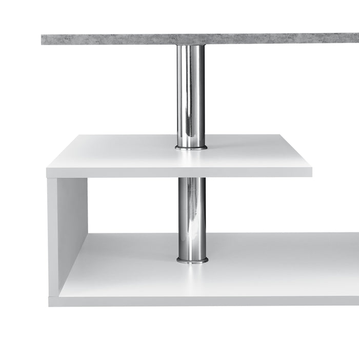 Tavolino da Salotto Haarlem con 3 Piani 90 x 50 x 41 cm - Effetto Cemento / Bianco [en.casa]