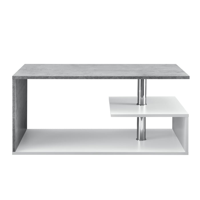 Tavolino da Salotto Haarlem con 3 Piani 90 x 50 x 41 cm - Effetto Cemento / Bianco [en.casa]