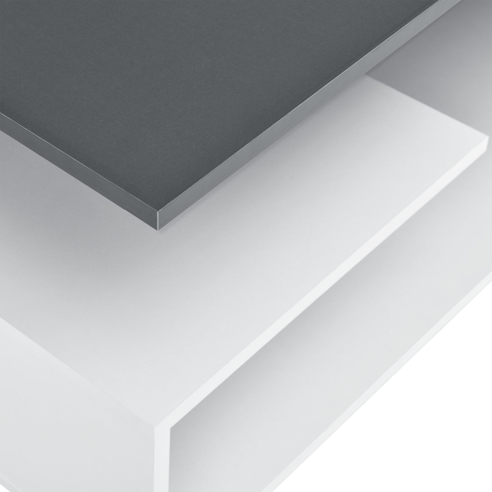 Tavolino da Salotto Haarlem con 3 Piani 90 x 50 x 41 cm - Grigio Scuro / Bianco [en.casa]