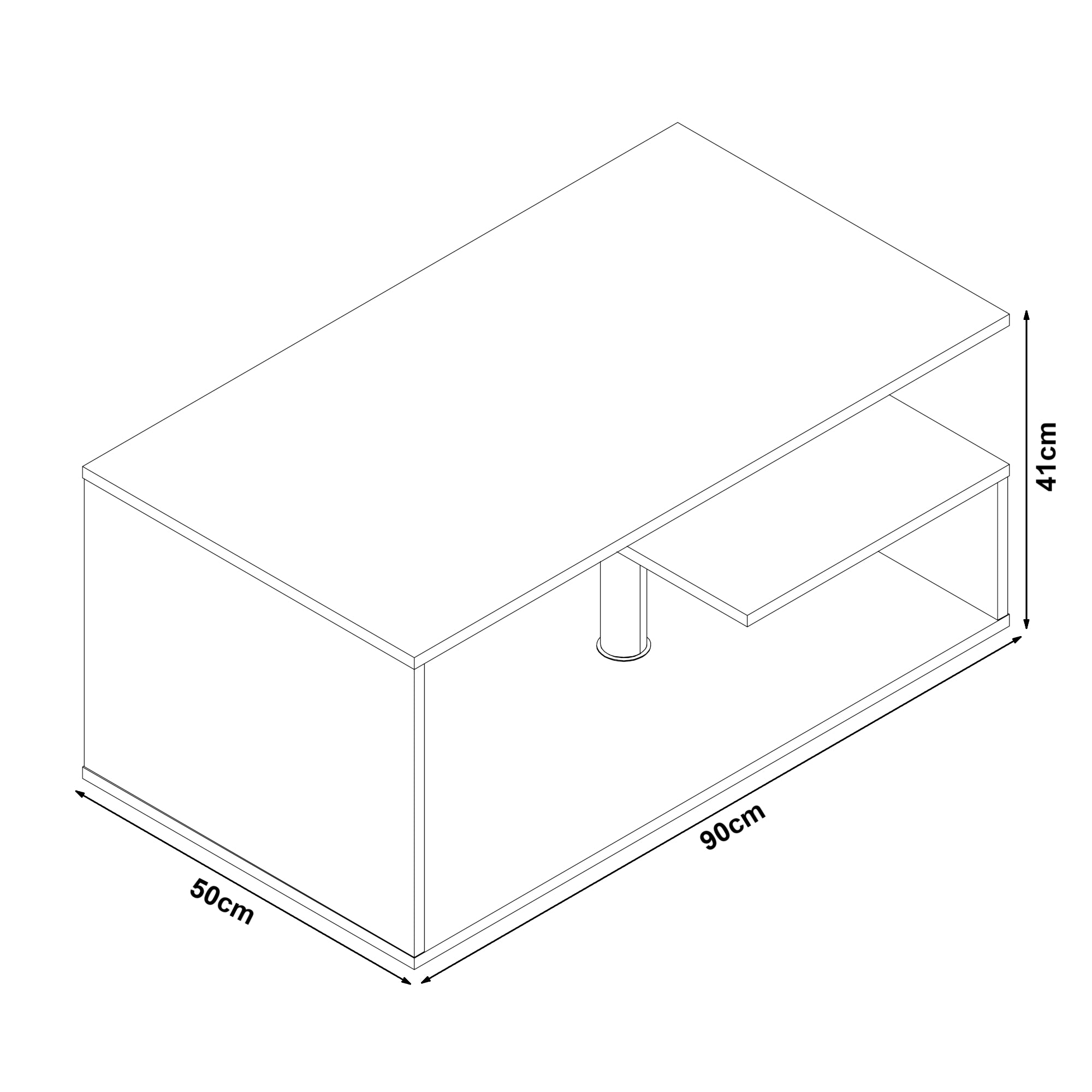 Tavolino da Salotto Haarlem con 3 Piani 90 x 50 x 41 cm - Grigio Chiaro [en.casa]