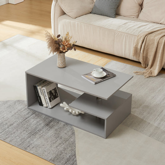 Tavolino da Salotto Haarlem con 3 Piani 90 x 50 x 41 cm - Grigio Chiaro [en.casa]