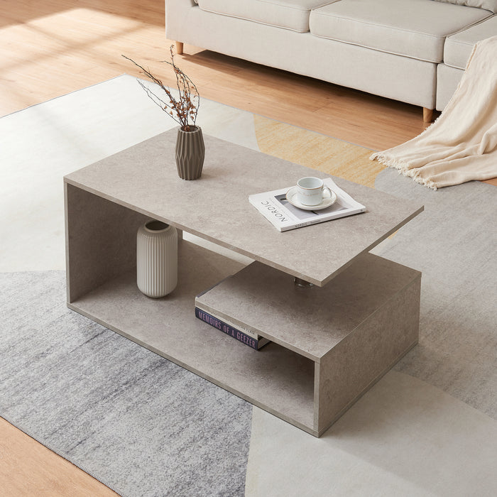 Tavolino da Salotto Haarlem con 3 Piani 90 x 50 x 41 cm - Effetto Cemento Chiaro [en.casa]