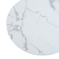 Tavolino da Caffè Rindal con Piano Rotondo - Effetto Marmo Bianco [en.casa]