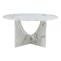 Tavolino da Caffè Rindal con Piano Rotondo - Effetto Marmo Bianco [en.casa]