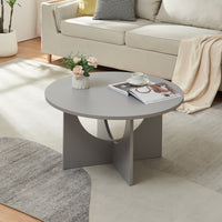 Tavolino da Caffè Rindal con Piano Rotondo - Grigio Chiaro [en.casa]