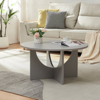 Tavolino da Caffè Rindal con Piano Rotondo - Grigio Chiaro [en.casa]