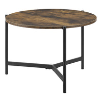 Tavolino Basso 'Køge' Piano Rotondo Effetto Legno Scuro [en.casa]