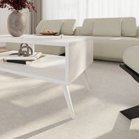 Tavolino Basso da Divano 'Lycksele' con Scomparto Semiaperto e 4 Piedini - Bianco [en.casa]