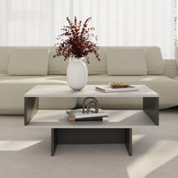 Tavolino Basso da Salotto 'Mjölby' a 2 Piani di Appoggio Rettangolare - Bianco / Antracite [en.casa]