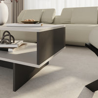 Tavolino Basso da Salotto 'Mjölby' a 2 Piani di Appoggio Rettangolare - Bianco / Antracite [en.casa]