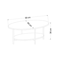 Tavolino da Caffè Fredericia con Piani Ovali - Effetto Rovere / Bianco [en.casa]